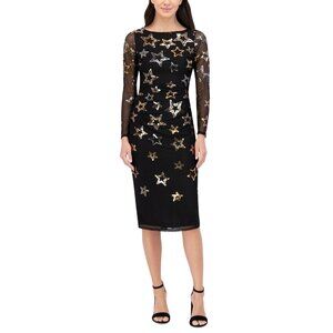 Vince Camuto Women's Sequined Stars Mesh Bodycon Dress Black Size 4 MSRP $178